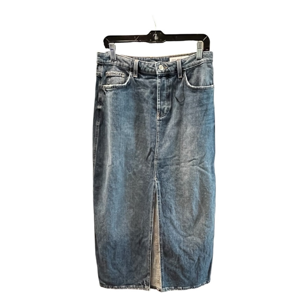 ZARA High Waist Midi Denim Skirt - Size Medium | Classic Front Slit‎ Style